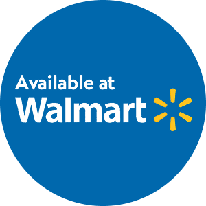 Walmart logo with 'Available at Walmart' text on a blue circle

